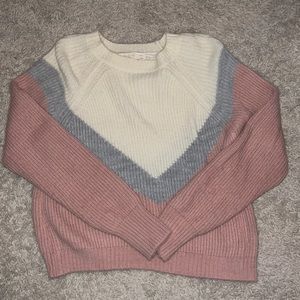 Pacsun pastel pink, grey, white sweater
